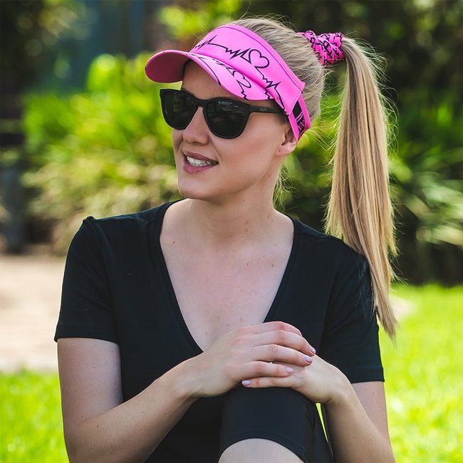 Viseira para Corrida HUPI Heart Beat Rosa