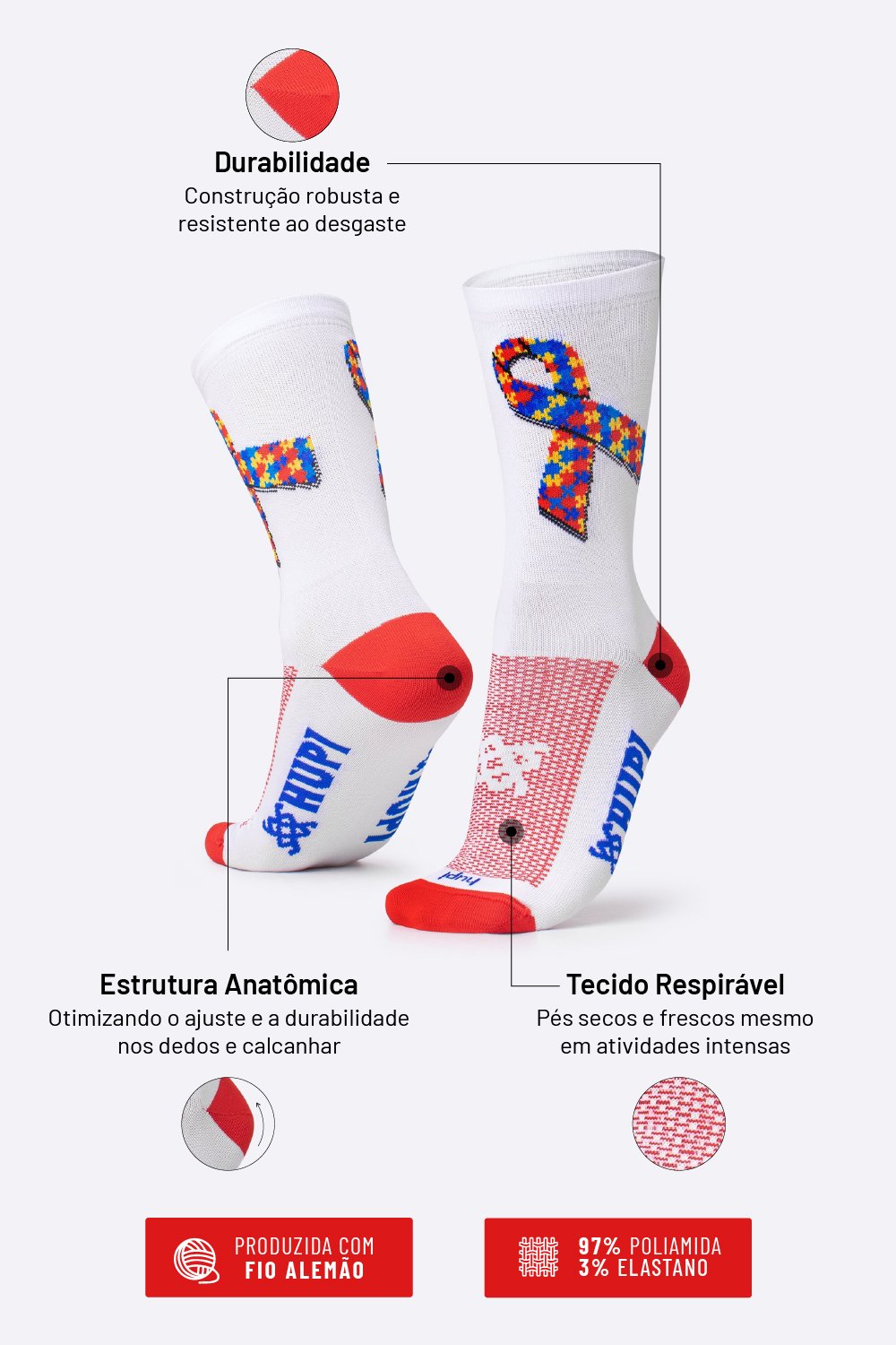 Meia HUPI Tea Autismo - LT para pés menores 34-38 Meia HUPI Tea Autismo - LT para pés menores 34-38