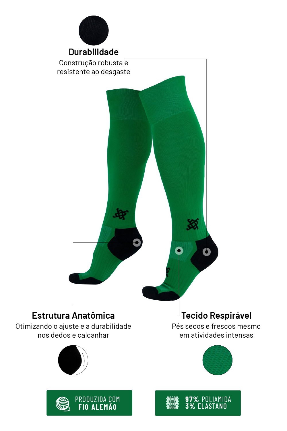 Meião Futebol HUPI Classic Dry Verde Meião Futebol HUPI Classic Dry Verde