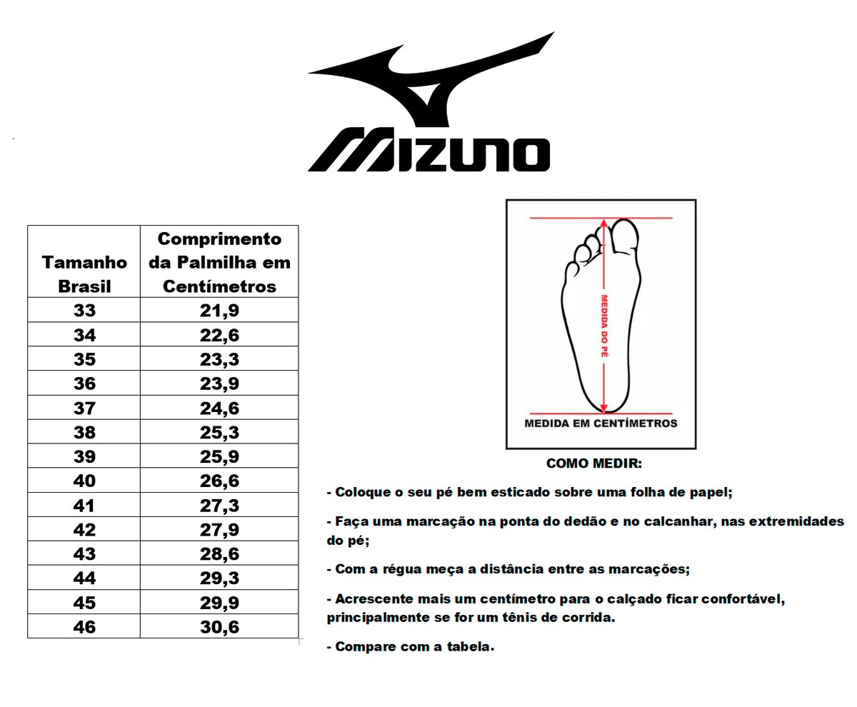 Mizuno sales tamanho 45