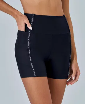 Bermuda Elástico Personalizado Alto Giro Feminina Azul