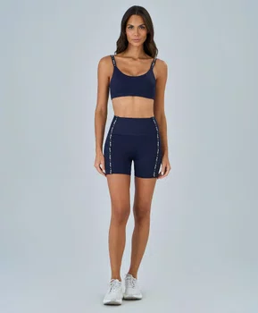 Bermuda Elástico Personalizado Alto Giro Feminina Azul