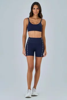 Bermuda Elástico Personalizado Alto Giro Feminina Azul