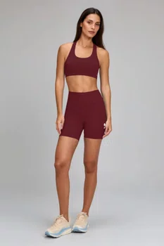 Bermuda Essentials Alto Giro Feminina Vermelho Marsala