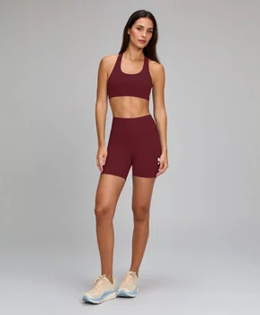 Bermuda Essentials Alto Giro Feminina Vermelho Marsala