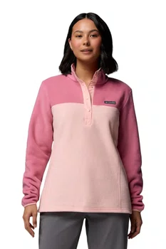 Blusa Fleece Columbia Feminina Benton Springs 1/2 Snap Pull Over II Rosa