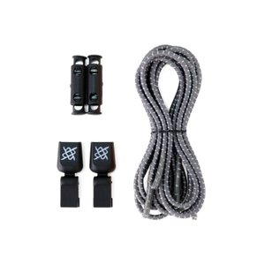 Cadarço Elástico HUPI LACES Cinza Risca Branca