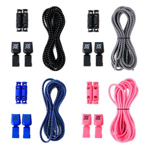 Cadarço Elástico HUPI LACES Corrida Colorido - Kit 04 Pares