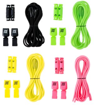 Cadarço Elástico HUPI LACES Kit 04 Pares Neon