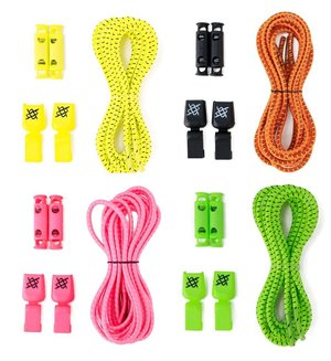 Cadarço Elástico HUPI LACES Riscas Corrida Triathlon - Kit 04 Pares