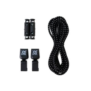 Cadarço Elástico HUPI LACES Preto Risca Prata