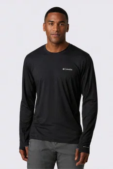 Camiseta Columbia Manga Longa Tech Trail Crew II Masculina Preta