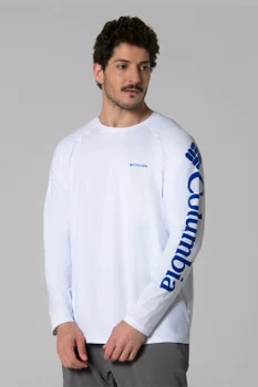 Camiseta Columbia Masculino Aurora Branco Manga Longa
