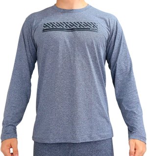 Camiseta HUPI Grid Masculina Manga Longa Cinza Mescla
