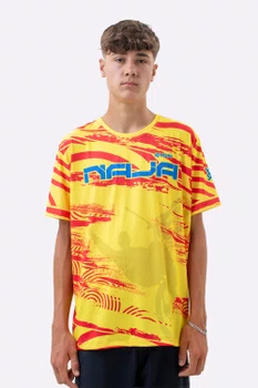 Camiseta Masculina HUPI Bike Naja V10 Amarelo e Vermelho