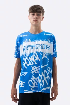 Camiseta Masculina HUPI Bike STRIP Azul e Branco