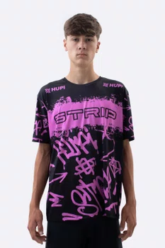 Camiseta Masculina HUPI Bike STRIP Preto e Pink