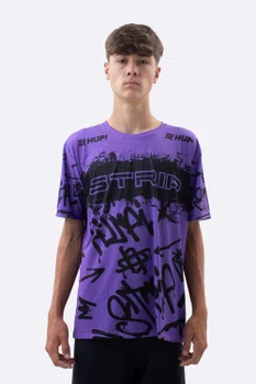 Camiseta Masculina HUPI Bike STRIP Roxo e Preto