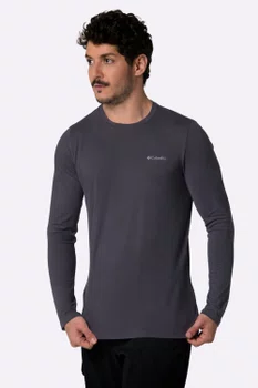 Camiseta Manga Longa Columbia Masculina Neblina Cinza