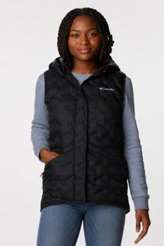Colete Columbia Down Delta Ridge com Capuz Feminina Preta 
