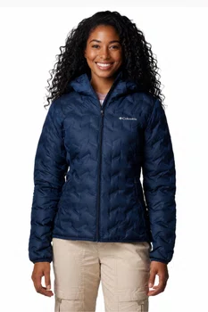 Jaqueta Down Columbia Feminina Delta Ridge II com Capuz Azul Marinho