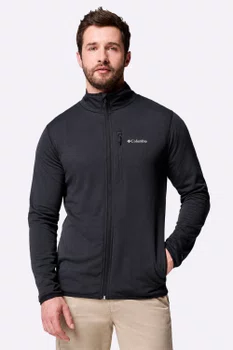 Jaqueta Fleece Columbia Masculina Essential Hike Grid Full Zip Preta