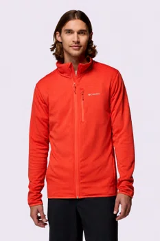 Jaqueta Fleece Columbia Masculina Essential Hike Grid Full Zip Vermelha