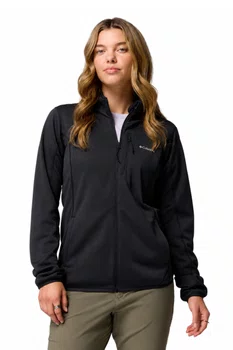 Jaqueta Fleece Columbia Feminina Essential Hike Grid Full Zip Preta