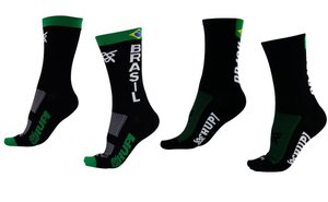 Kit 02 Pares Meias de Corrida Ciclismo HUPI Brasil Preto