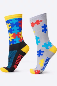 Kit 02 Pares Meia Corrida HUPI TEA Autismo 36-42 Colorido