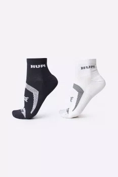Kit 02 Pares Meia Corrida Prime HUPI Preto e Branco