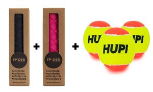 Kit 02 Undergrip Spider + 03 Bolinhas HUPI Beach Tennis