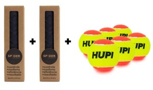 Kit 02 Undergrip Spider + Bola Beach Tennis HUPI Pack 06