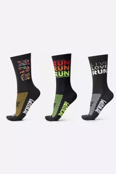 Kit 03 Pares Meia Corrida Hupi Estampas RUN Cano Médio