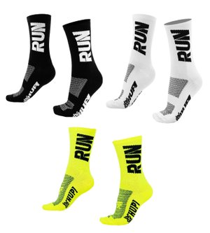 Kit 03 Pares Meia Corrida HUPI Run Preto Branco e Amarelo