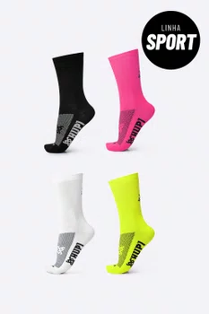 Kit 04 Pares Meia De Corrida HUPI Sport Lisas Coloridas