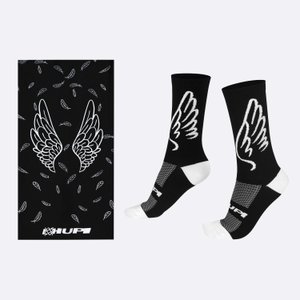 Kit 1 Bandana HUPI Asas Preto e 1 Par de Meias Asas Preto 34-38 HUPI