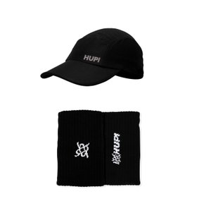 Kit 1 Boné Sun Dry Preto e 1 Par Munhequeira HUPI Spin Preto Kit 1 Boné Sun Dry Preto e 1 Par Munhequeira HUPI Spin Preto