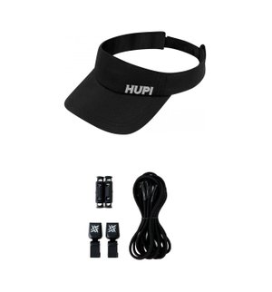 Kit 1 Viseira de Corrida e 1 Cadarço Elástico HUPI Preto Liso