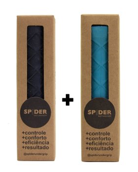 Kit 2x Undergrip Spider Grip De Borracha Beach Tennis Padel Preto e Azul