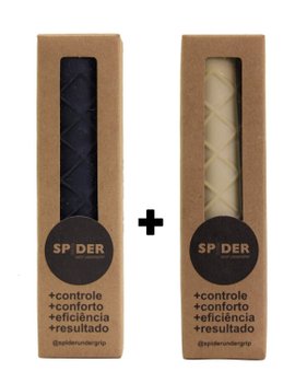 Kit 2x Undergrip Spider Grip De Borracha Beach Tennis Padel Preto e Bege