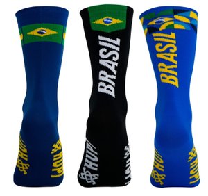 Kit 3 Pares Meia HUPI Brasil - Azul 3.0, Preto 1.0 e Azul 4.0 Kit 3 Pares Meia HUPI Brasil - Azul 3.0, Preto 1.0 e Azul 4.0