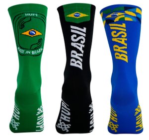 Kit 3 Pares Meia HUPI Brasil - Verde 2.0, Preto 1.0 e Azul 4.0