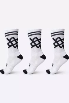 Kit 3 Pares Meia HUPI Cano Longo Crew Branco