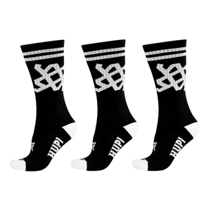 Kit 3 Pares Meia HUPI Cano Longo Crew Preto