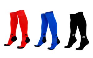 Kit 3 Pares Meião de Futebol HUPI Classic Dry Vermelho Azul e Preto