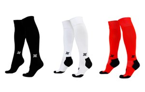 Kit 3 Pares Meião de Futebol HUPI Classic Dry Preto Branco e Vermelho