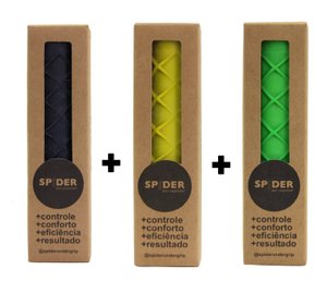 Kit 3x Undergrip Spider Grip De Borracha Beach Tennis Padel Preto Amarelo e Verde