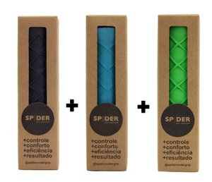 Kit 3x Undergrip Spider Grip De Borracha Beach Tennis Padel Preto Azul e Verde