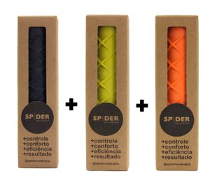 Kit 3x Undergrip Spider Grip De Borracha Beach Tennis Padel Preto Amarelo e Laranja